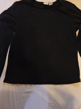 Merona Women’s Black Solid Cotton Rayon Knit Round Neck Long Sleeve Top XL